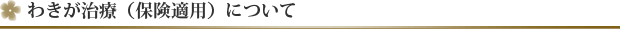 わきが治療（保険適用）について